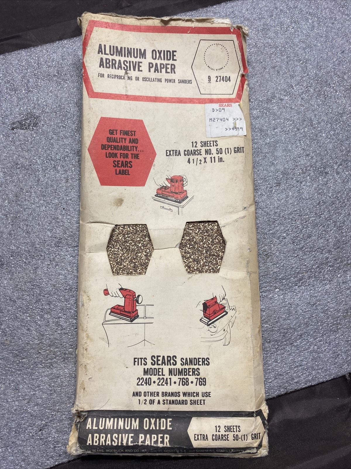 Sears Coarse Aluminum Oxide Sandpaper 11 Sheets, 927403
