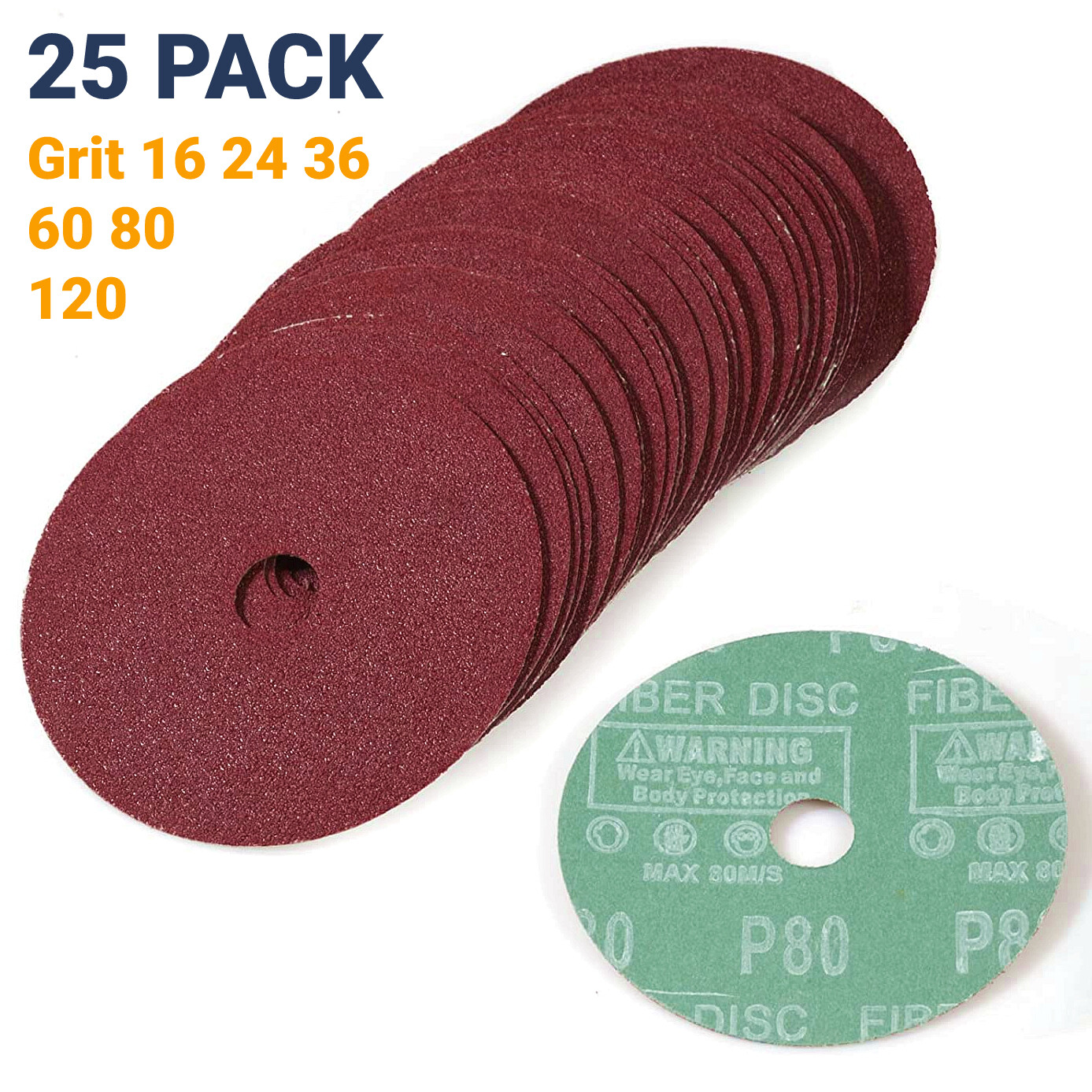5 inch Calcined A/O Resin Fiber Disc 24 36 60 80 120 Grit Sanding Grinding Discs