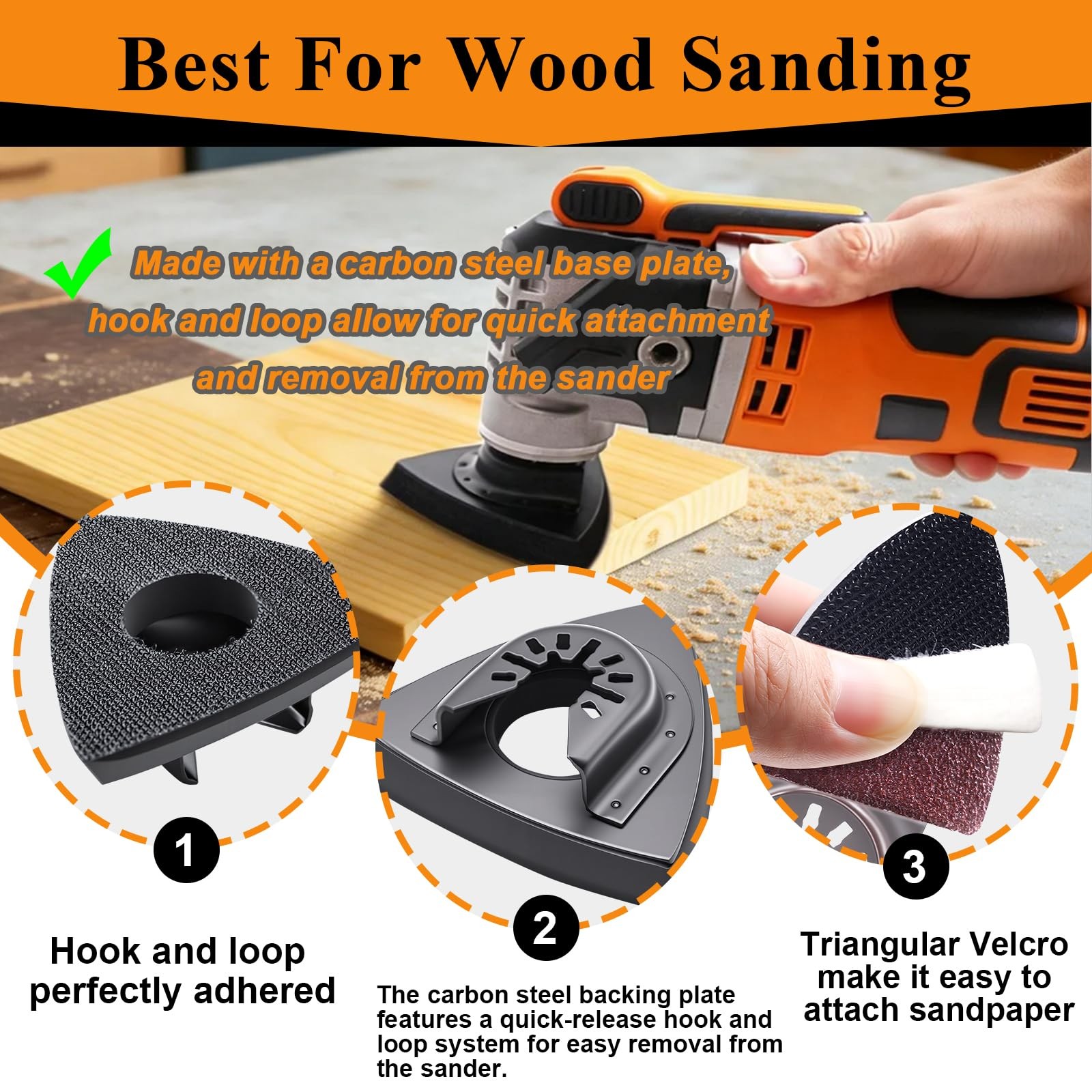 114Pcs Oscillating Tool Sanding Pads Kit 2Pcs Triangle Sanding Pads and 2Pcs …