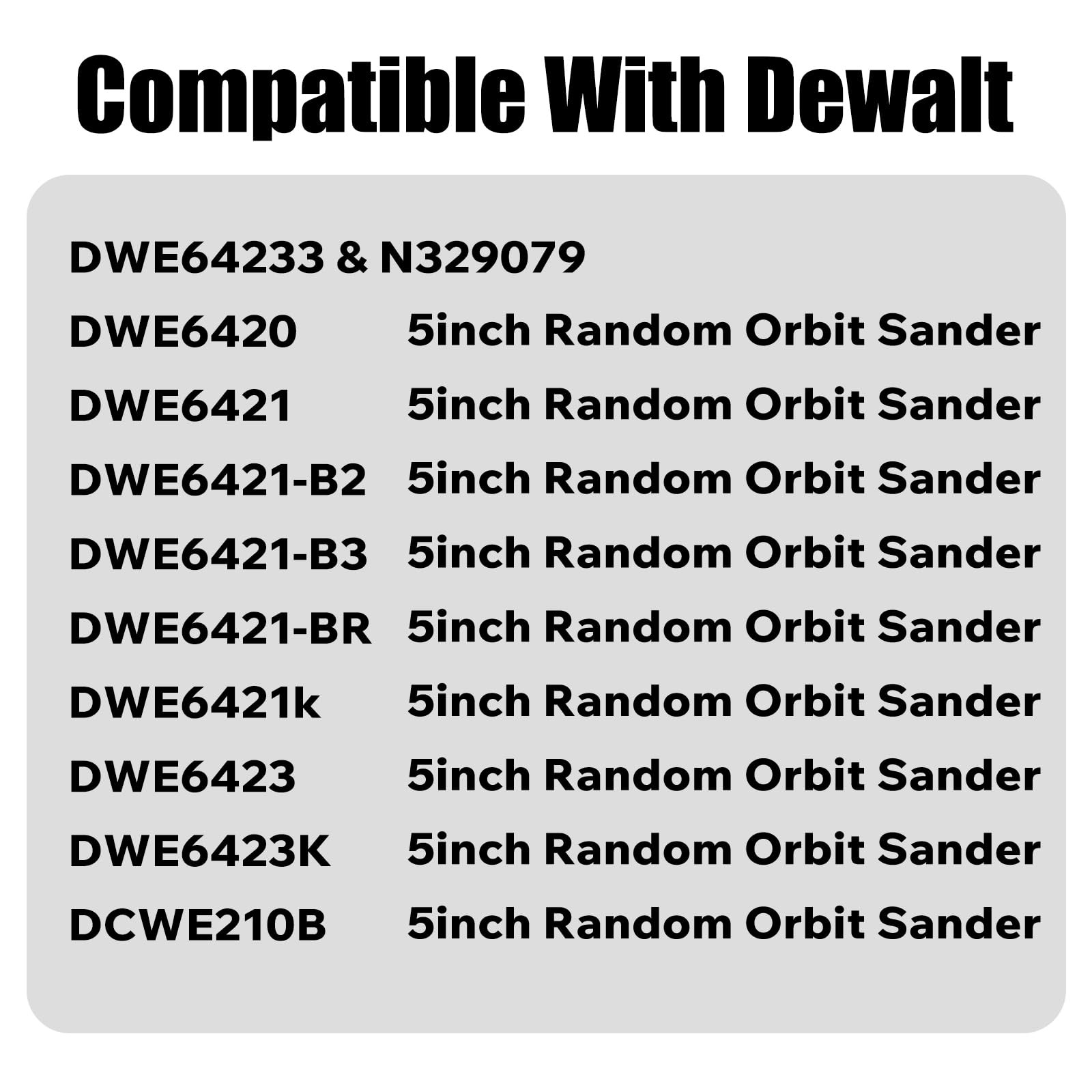 2 Pack Sander Pad for Dewalt DWE64233 & N329079, 5″ 8 Hole Hook and Loop Orbital