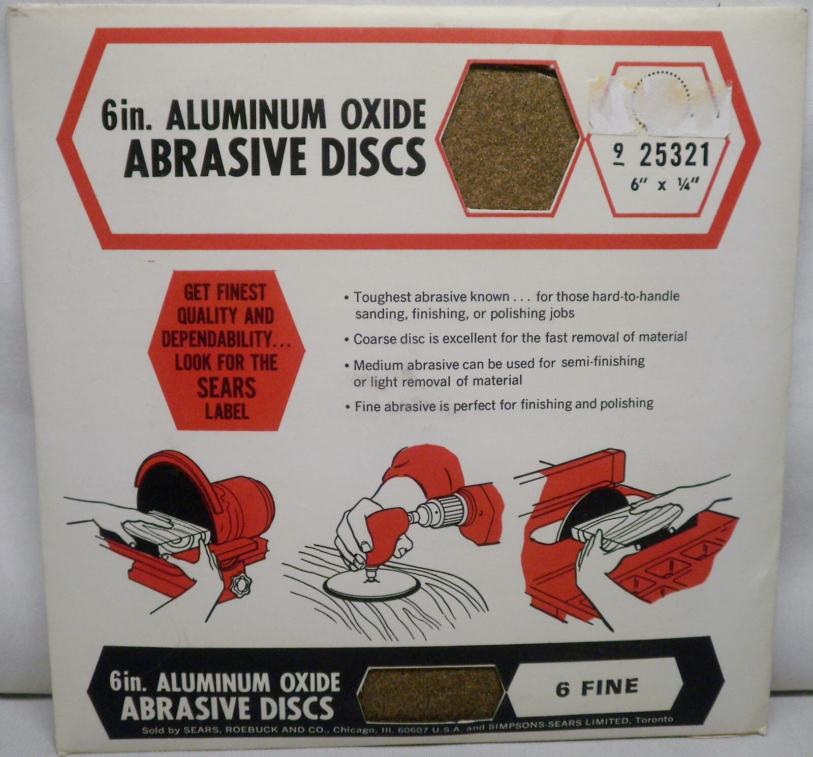 Vintage Sears 6” Aluminum Oxide Abrasive Discs 6 Fine 925321
