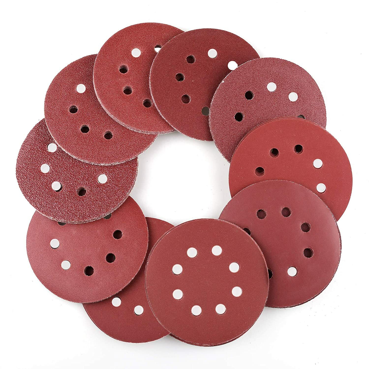 150PCS 5inch Sanding Discs 8-Hole Hook&Loop Orbital Sander Paper Pads 60-600Grit