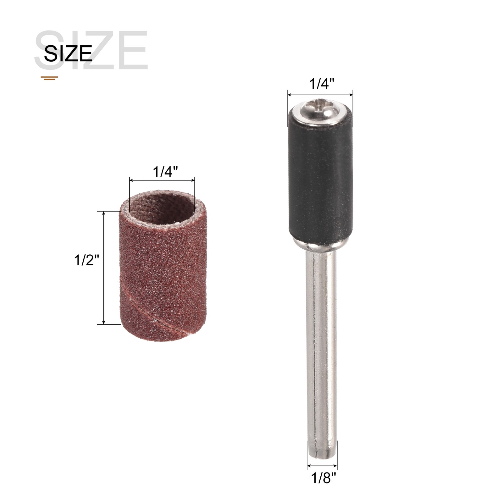 100Pcs 1/4 Inch Sanding Sleeves Set 240 Grit with 2Pcs 1/8 Inch Mandrels