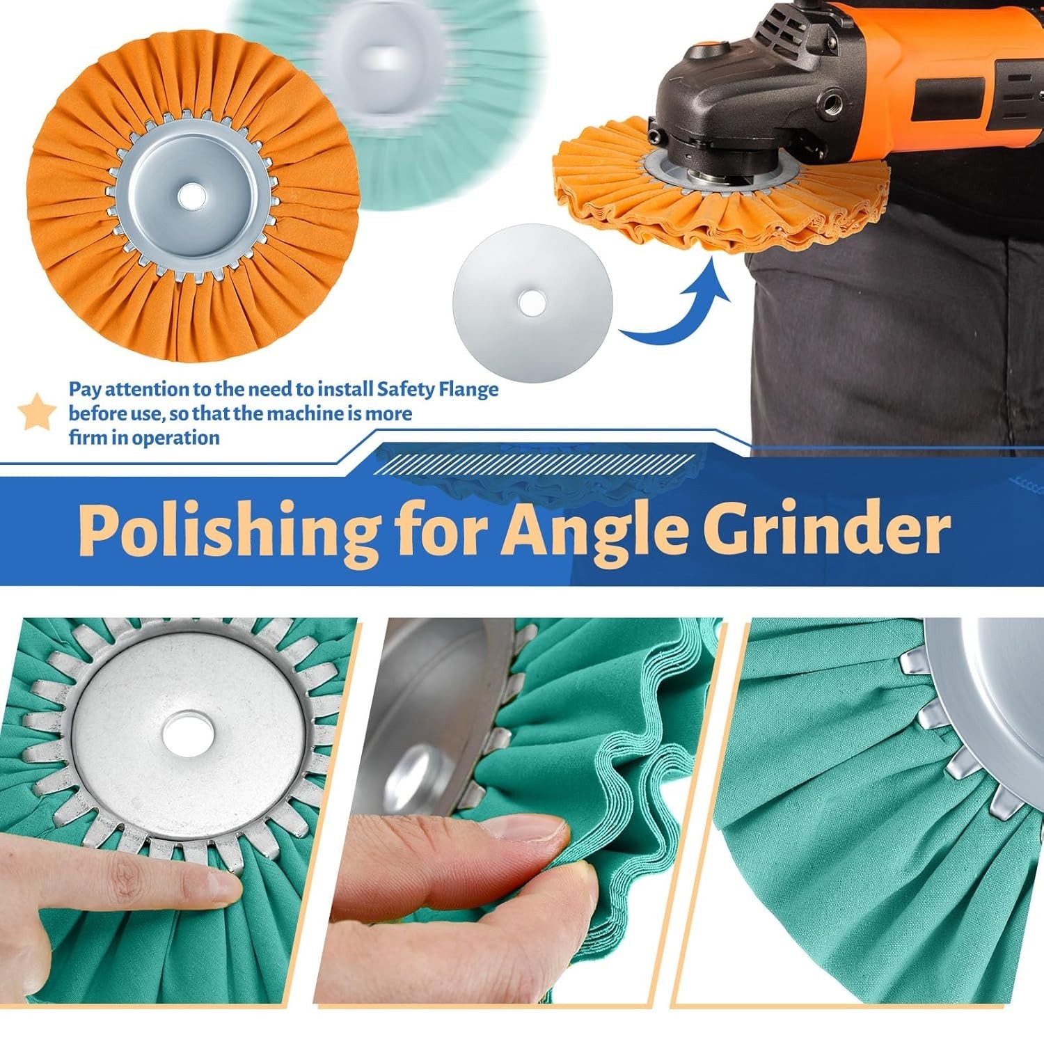 8 Inch Airway Buffing Wheels Kit – Polishing Compound for Angle Grinder