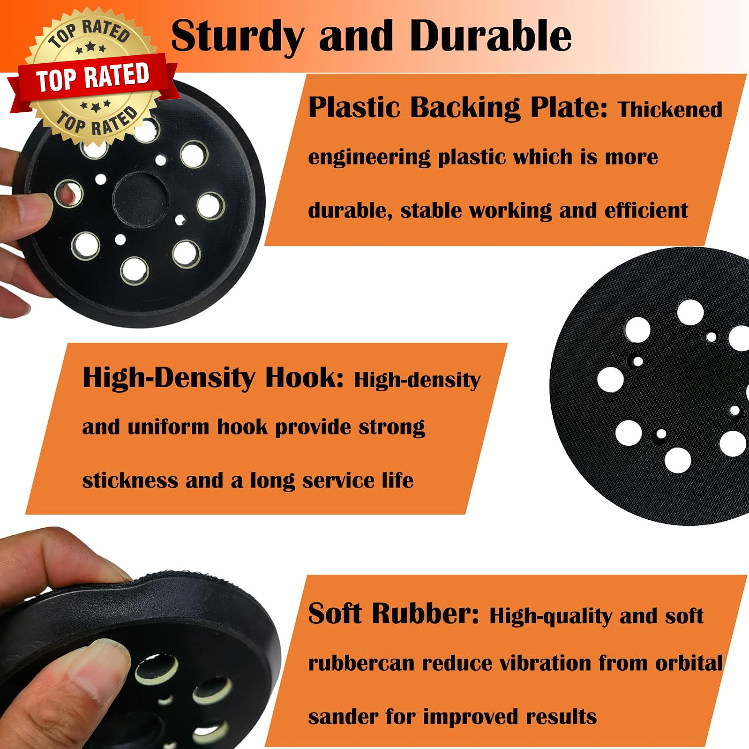 2 Pack 5 Inch 8 Hole Hook and Loop Sander Pad for Ridgid R2600 R2601 5″ Random O