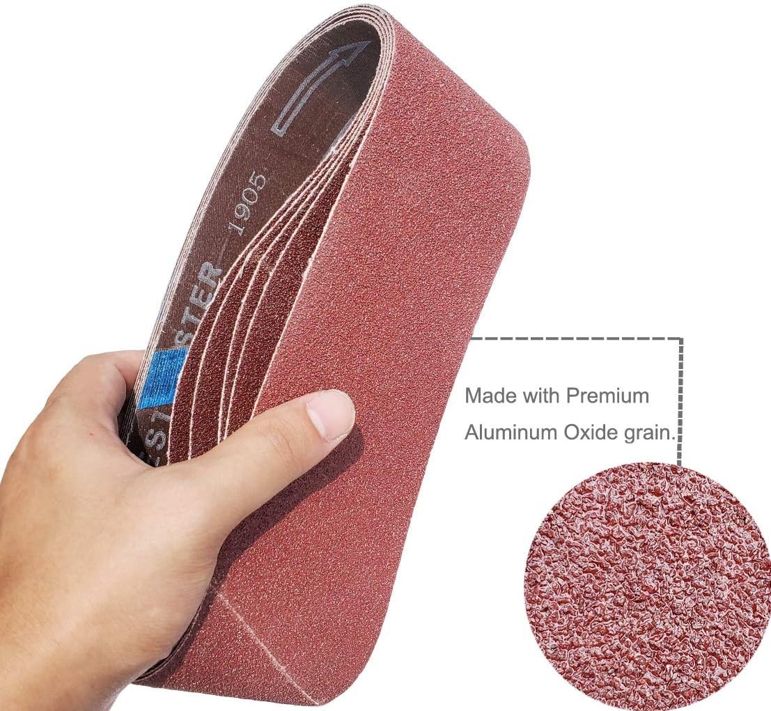 20 Pc 3″ x 21″ Sanding Belts 40 80 120 240 Grit Aluminum Oxide Set