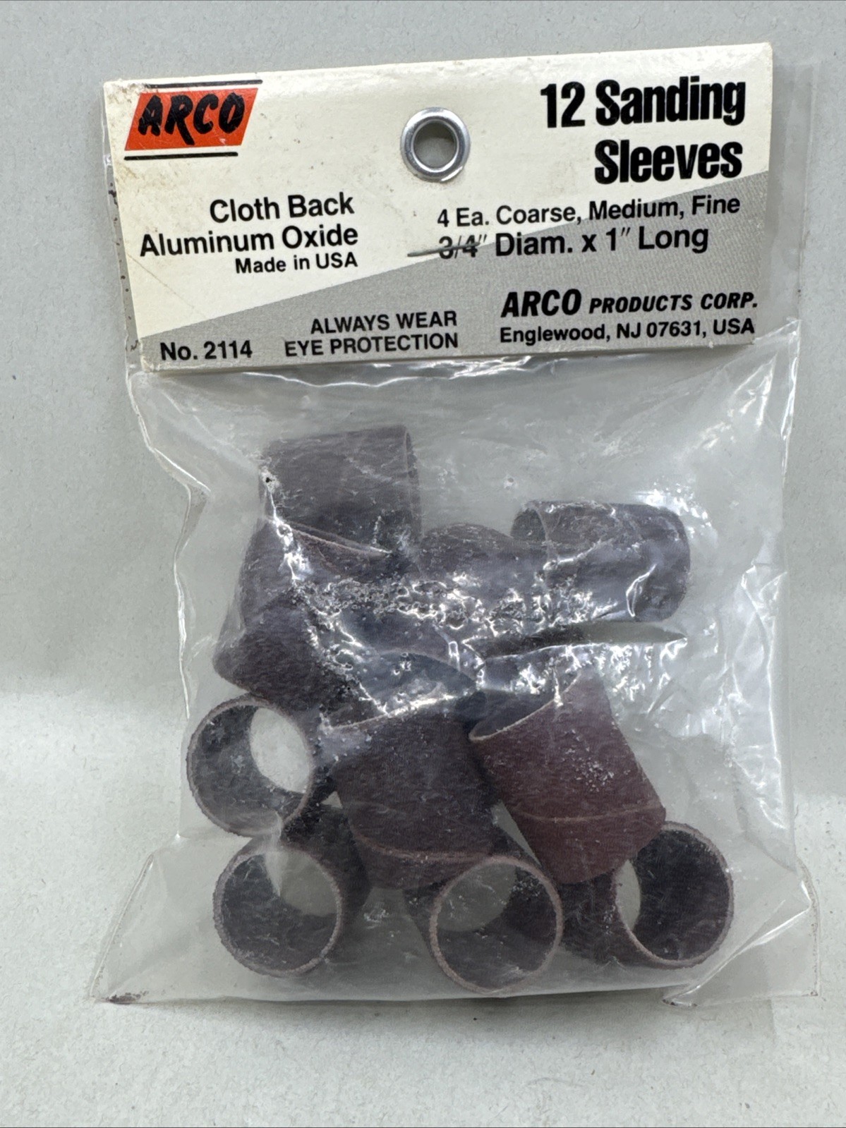 12 Arco Sanding Sleeves 3/4” Diameter 1” Long – Coarse Medium Fine (4 Each)