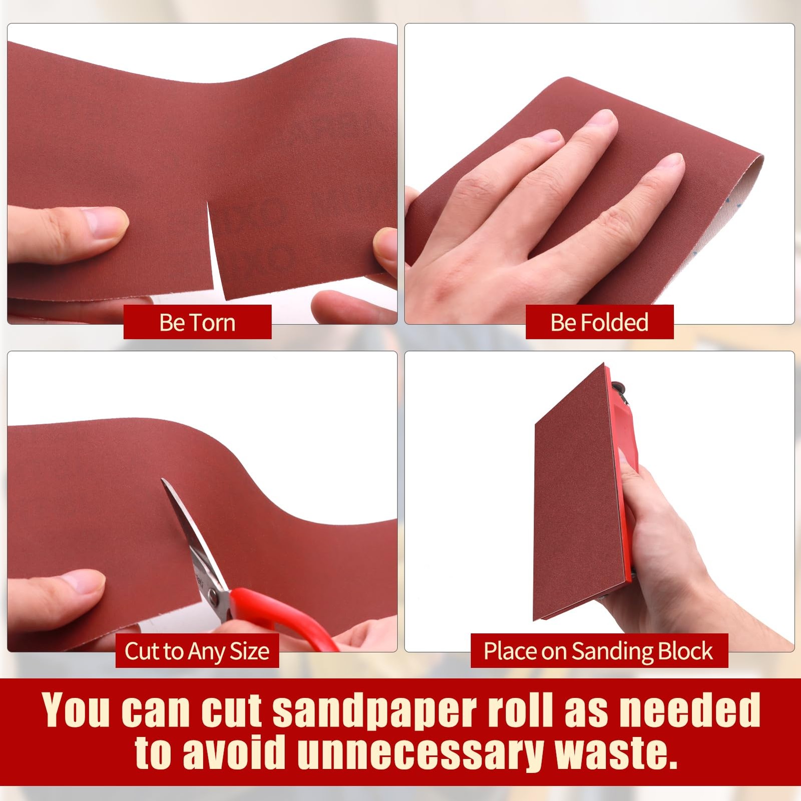 3.94″x32.8Ft Sandpaper Roll Emery Cloth Roll Abrasive Sand Paper Roll for Wood