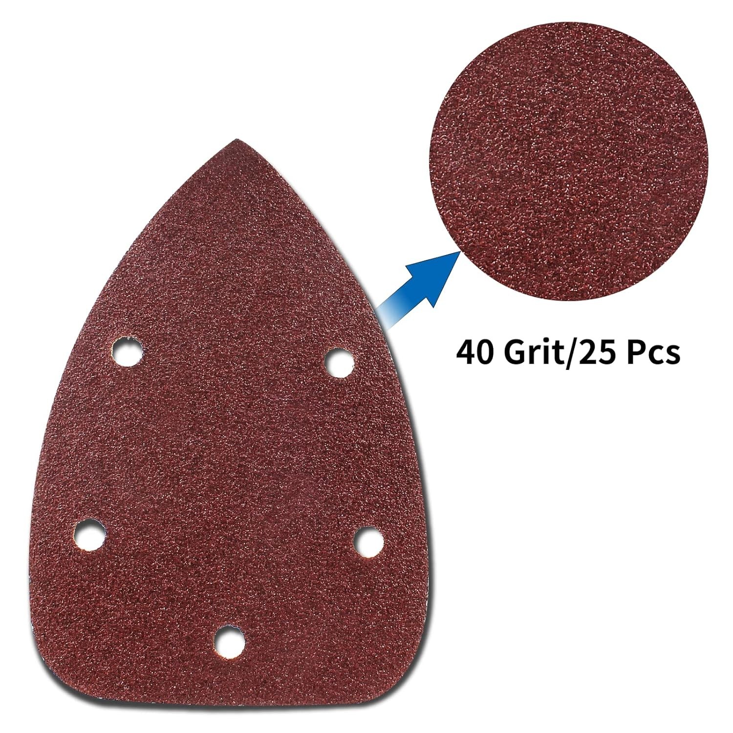 Cionyce 25 Pcs 40 Grit Mouse Detail Sander Sandpaper 5 Hole 140mm