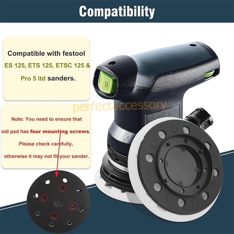 125mm/5in 8-Hole Hard Sander Pad For Festool ETS 125 REQ / ETS 125 EQ-Plus