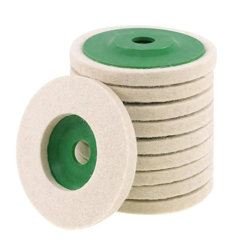10Pcs 4″ Wool Polishing Discs Finishing Wheel Buffing Pads for 100 Angle Grinder