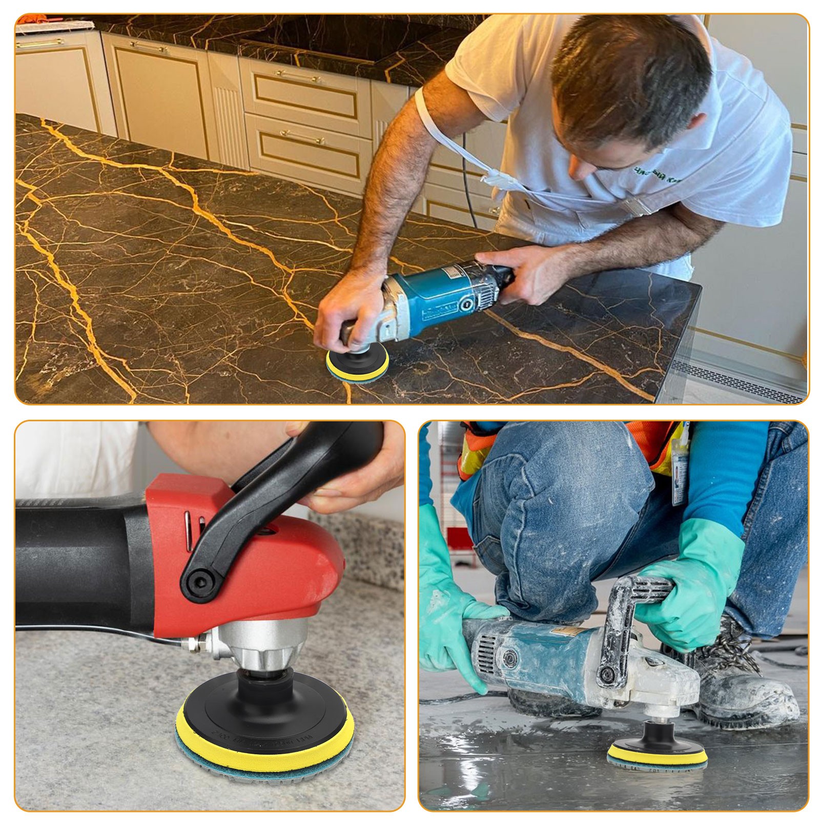 4″ Diamond Wet Polishing Pads Kit for Stone Concrete Marble Quartz Granite Glass
