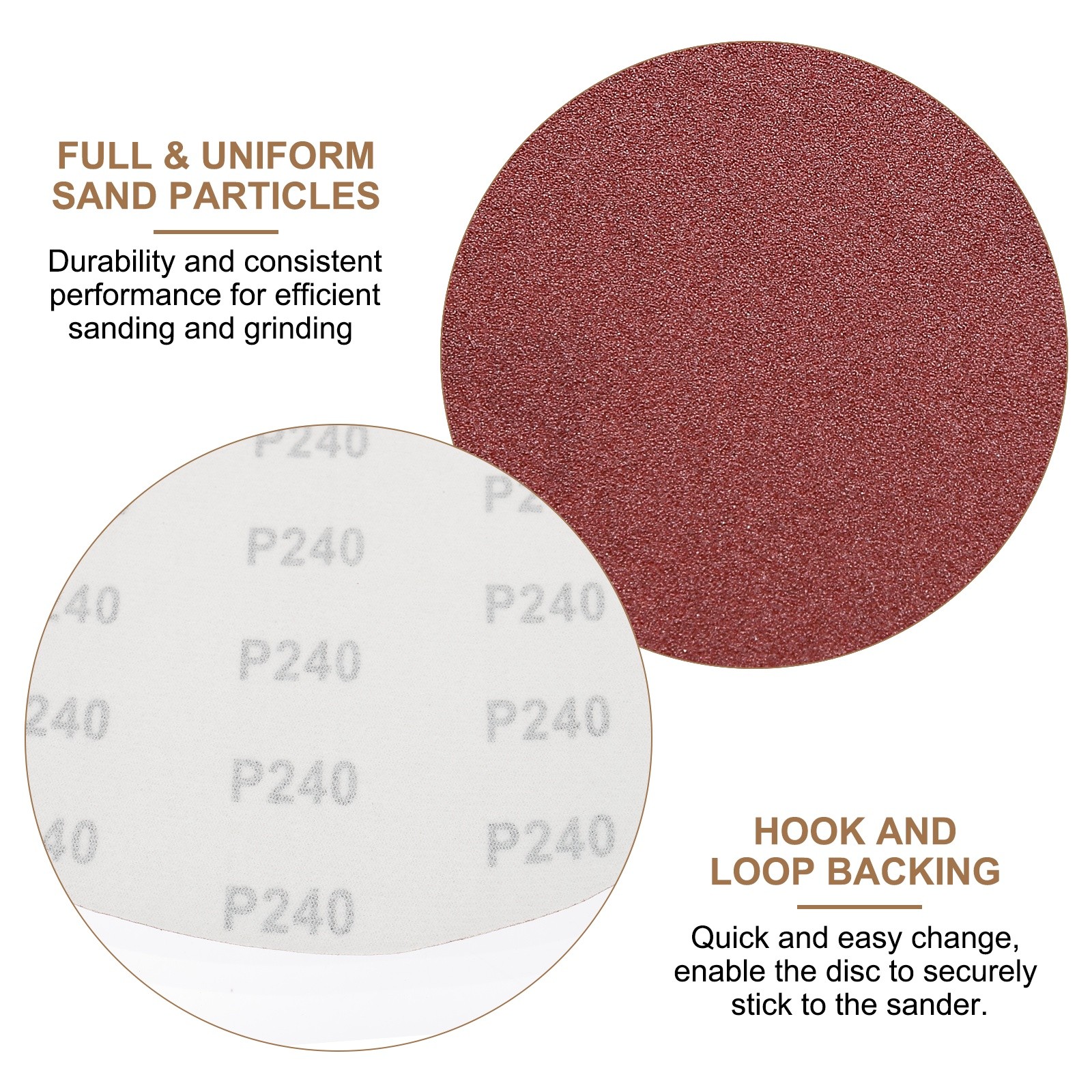 2pcs 10″ Hook and Loop Sanding Discs 240 Grits Aluminum Oxide Sandpapers