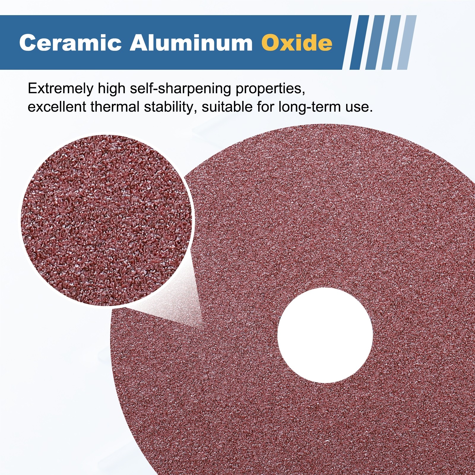 5 Pcs Ceramic Aluminum Oxide Discs – [8″ x 7/8″ Arbor Hole, 60 Grits], Red
