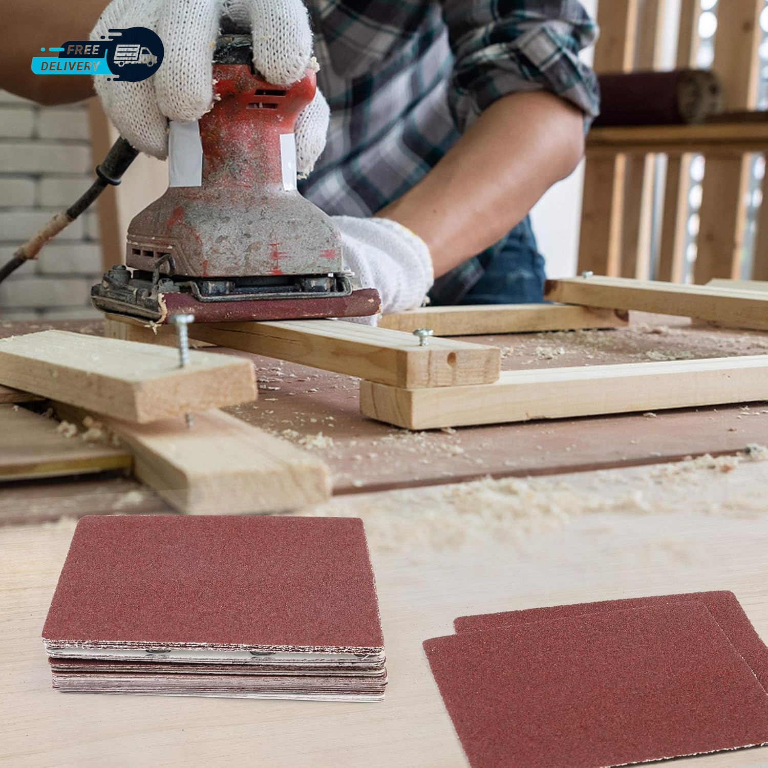 1/4 Sheet Sandpaper for Palm Sander 50PCS 60 80 120 180 240 320 400 600