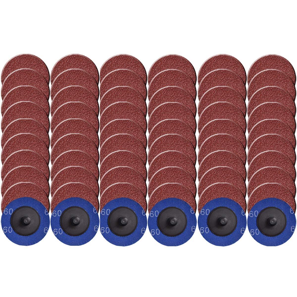 Quick Change Roll Lock Disc 50Pcs 60Grit 3 inch Sanding Discs for Surface Prep