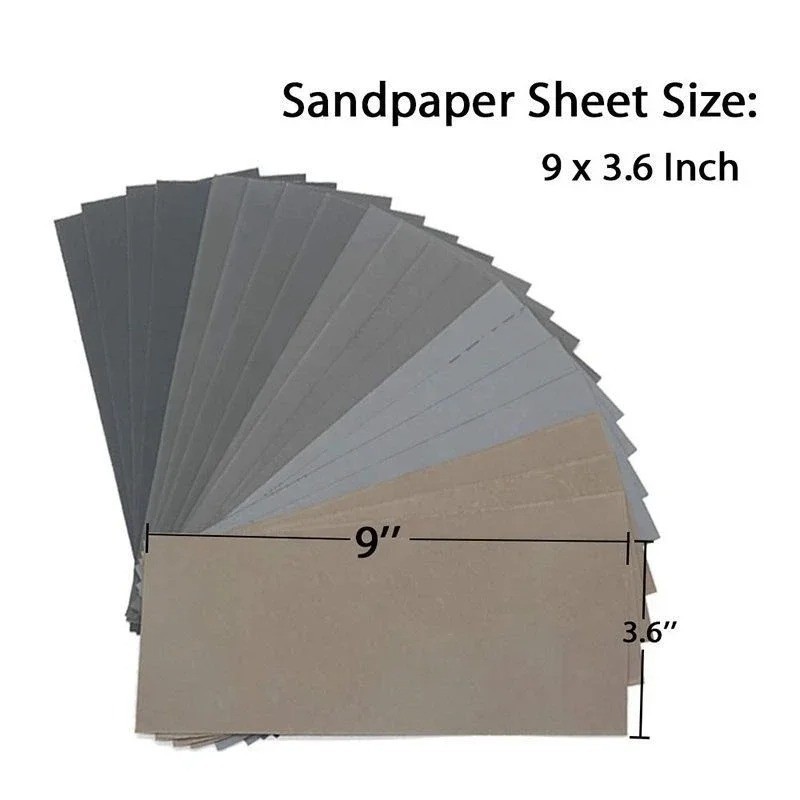 Wet Dry Sandpaper Assorted Grit 1000-7000 Automotive Wood Metal Polishing 15 pcs