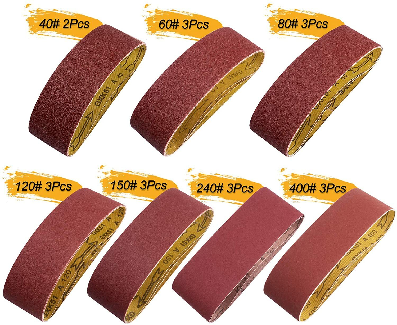 20PCS 3×21 in Sanding Belts 40 60 80 120 150 240 400 Grit Belt Sander Sandpaper