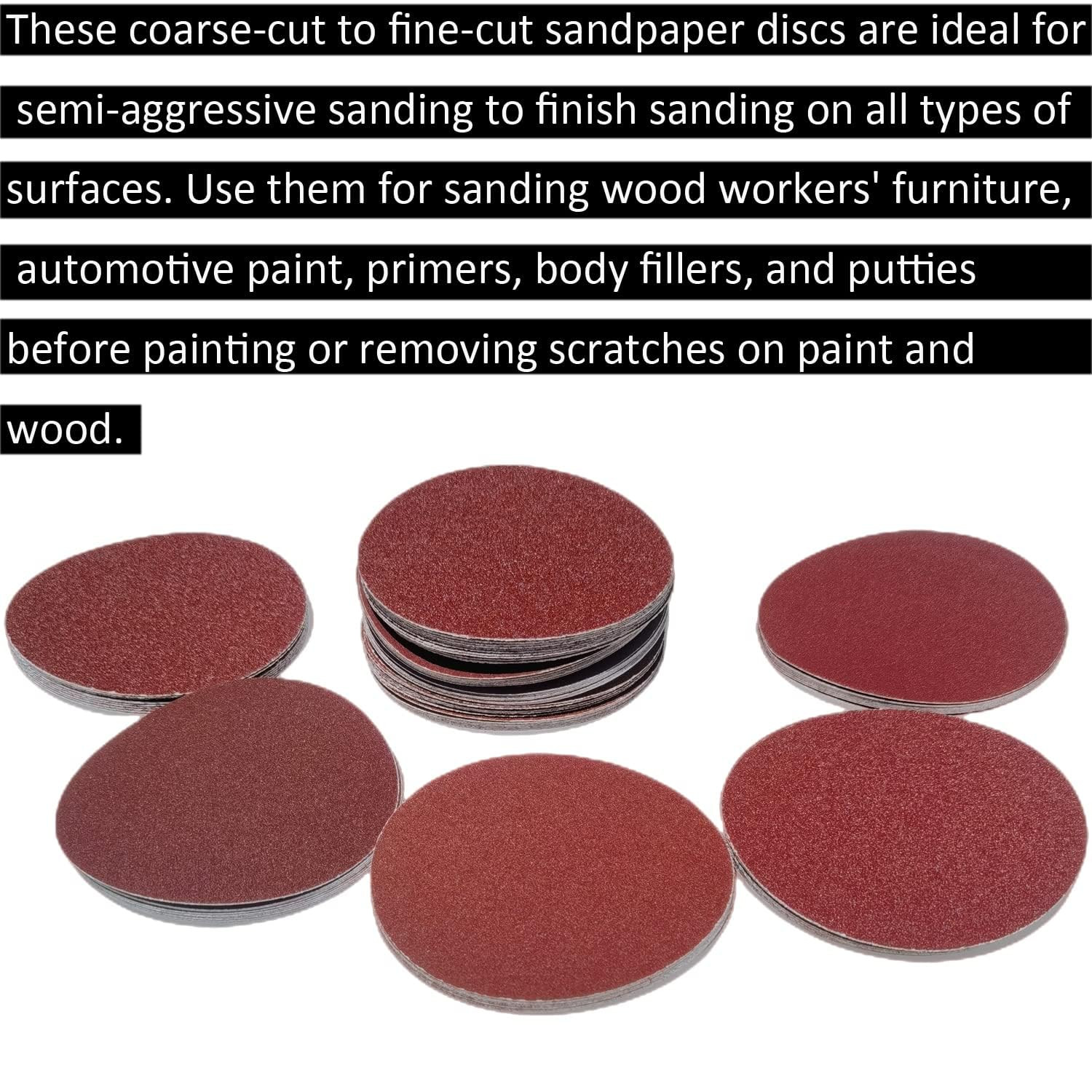 Premium 60 PCS 6″ PSA Sanding Discs – 10 Each of 80 100 120 180 240 400 Grit – 6