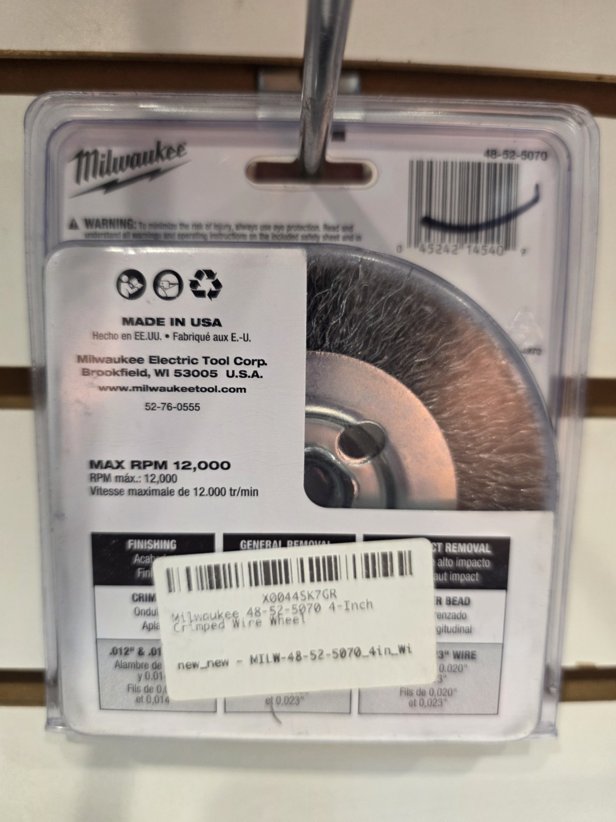Milwaukee Crimped Wire Wheel 48-52-5070 4″ Radial Carbon Steel Hyperwire USA
