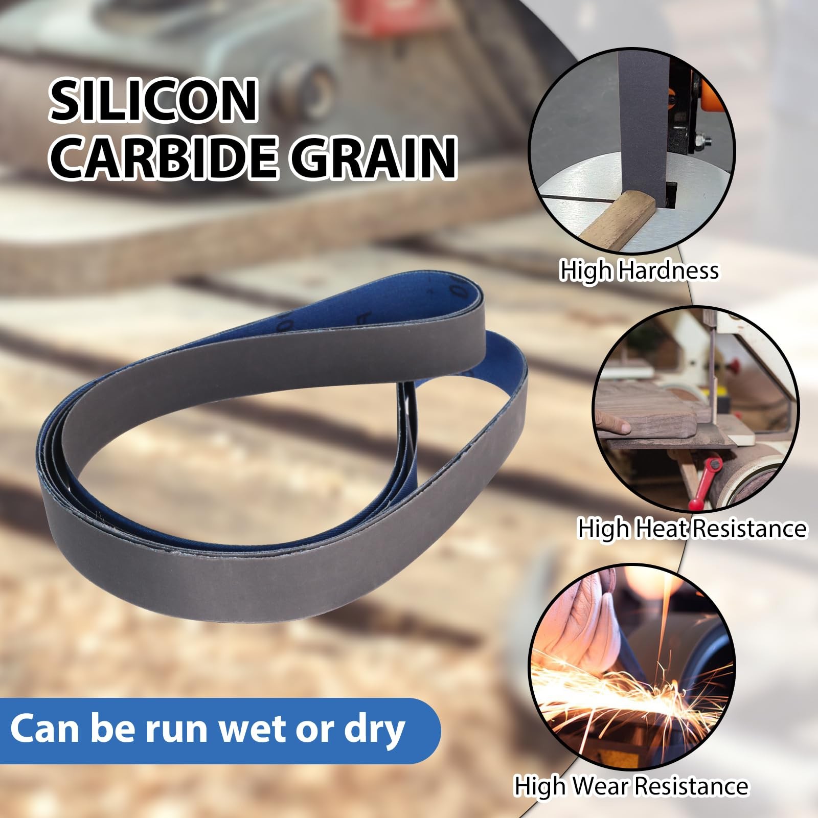 18 Pack 1 x 42 Inch Sanding Belts, 1×42 Silicon Carbide Sanding Belts, 3 Each…