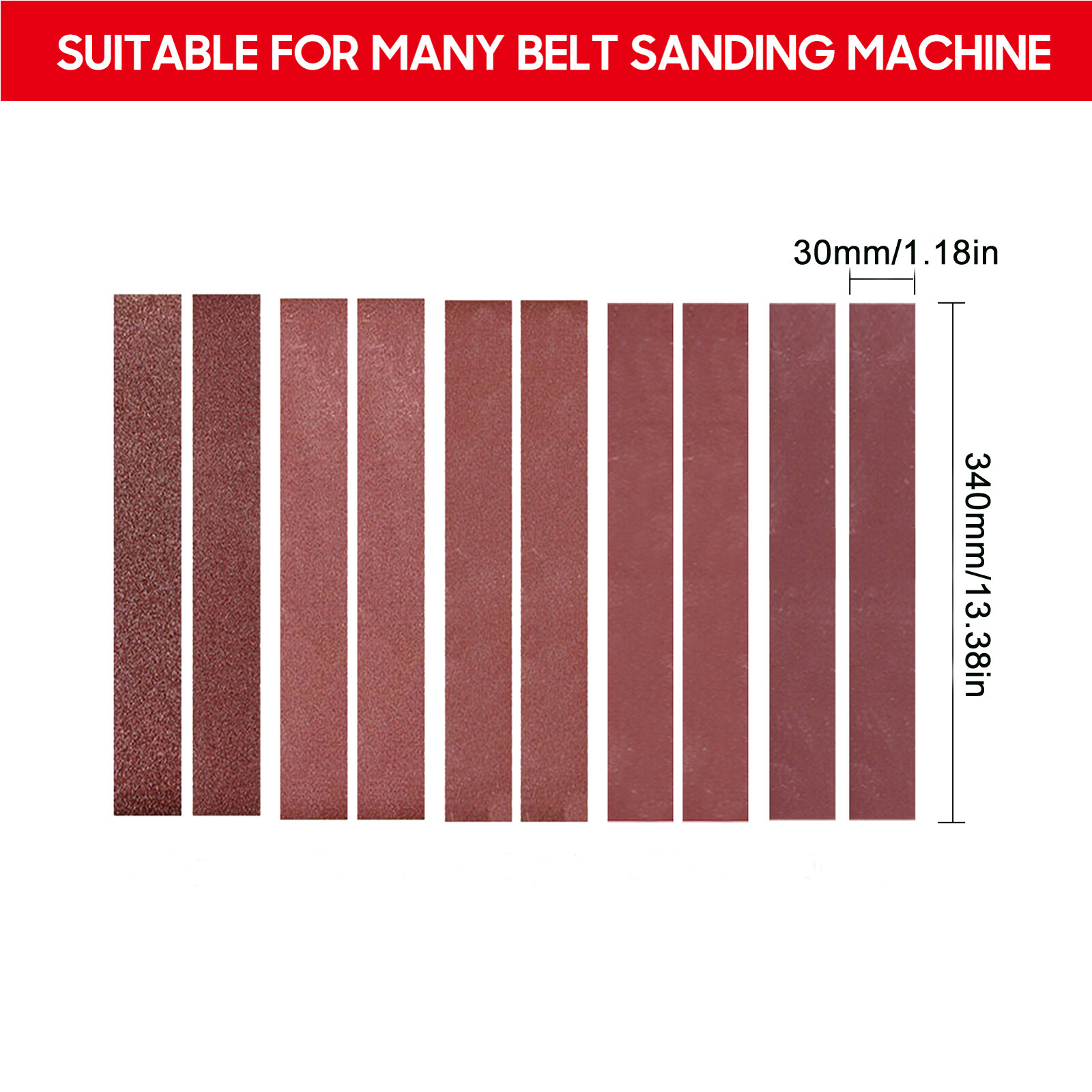 30*340mm Sanding Belts (1.18×13.38 inch) 10Pcs Belts R2G5