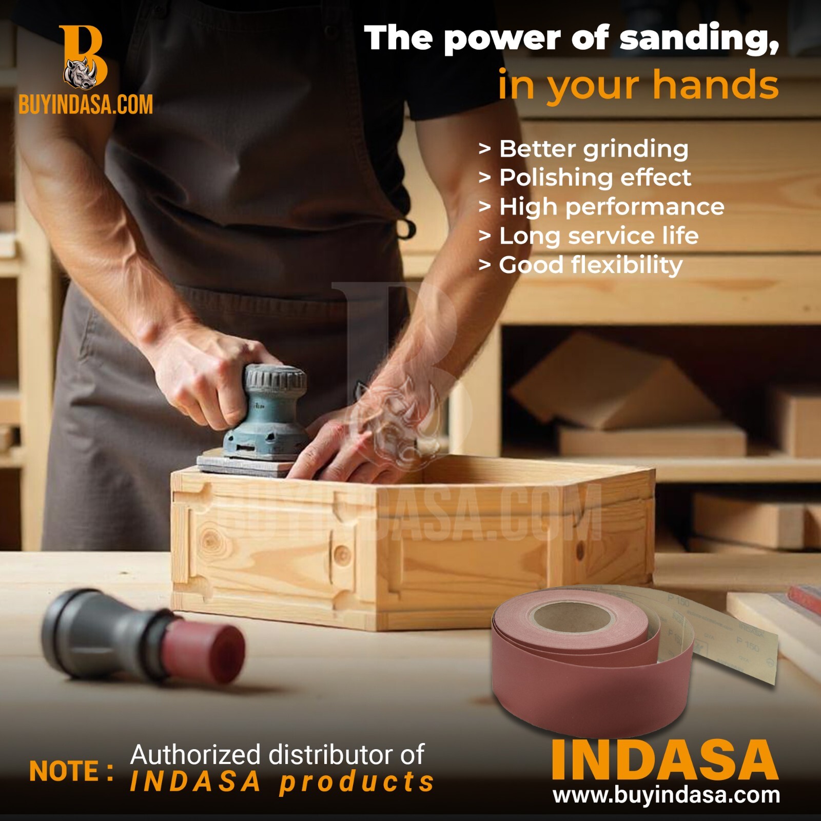 Indasa 2.75″ PSA Sandpaper Roll Rhynostick 27 Yard Rhynostick 36-600 Grit Range