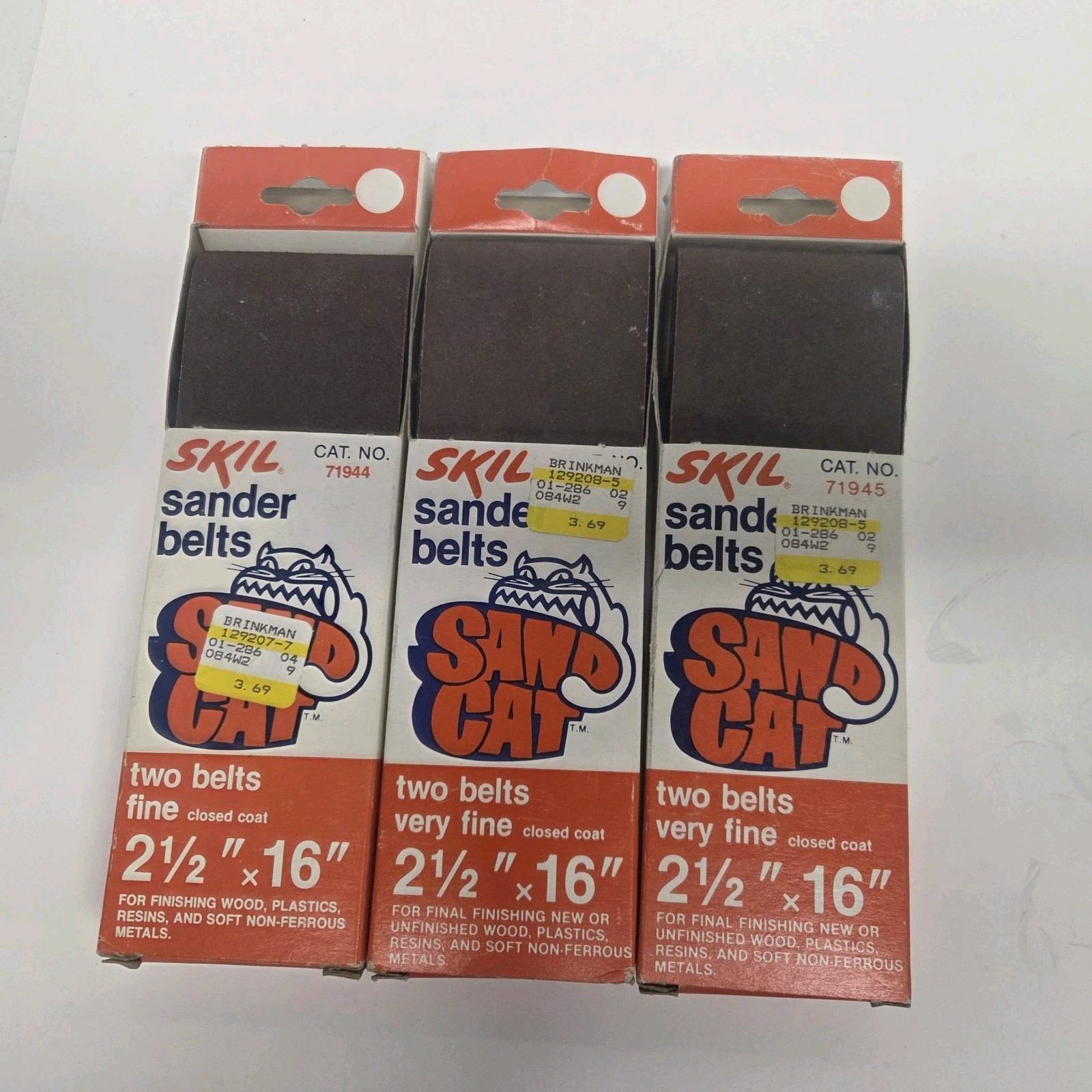Vintage Skil Sand Cat Sander Belt Lot of 3 Packs, 2.5″ × 16″ Very Fine, 6 Total