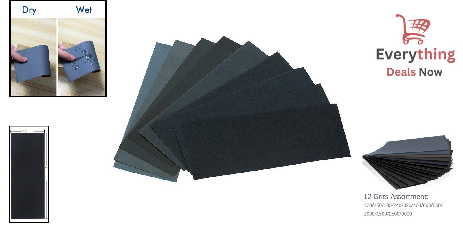24pc Sandpaper Variety Pack 120-3000 Grit Wet Dry Sanding Sheets Wood Metal Auto