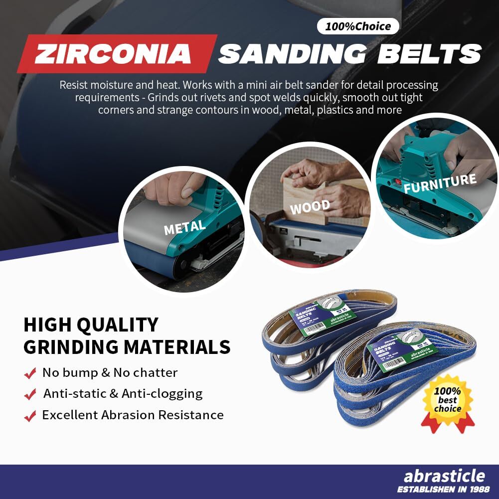 1/2″ x 18″ Zirconia Sanding Belts for Metal, 1/2 x 18 Inch Zirconia Metal Gri…