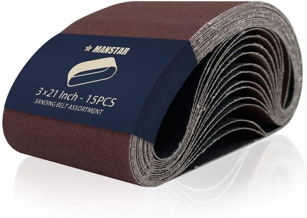 15 pcs Sanding Belts Aluminum Oxide 3×21 In Grits for Wood Metal Glass