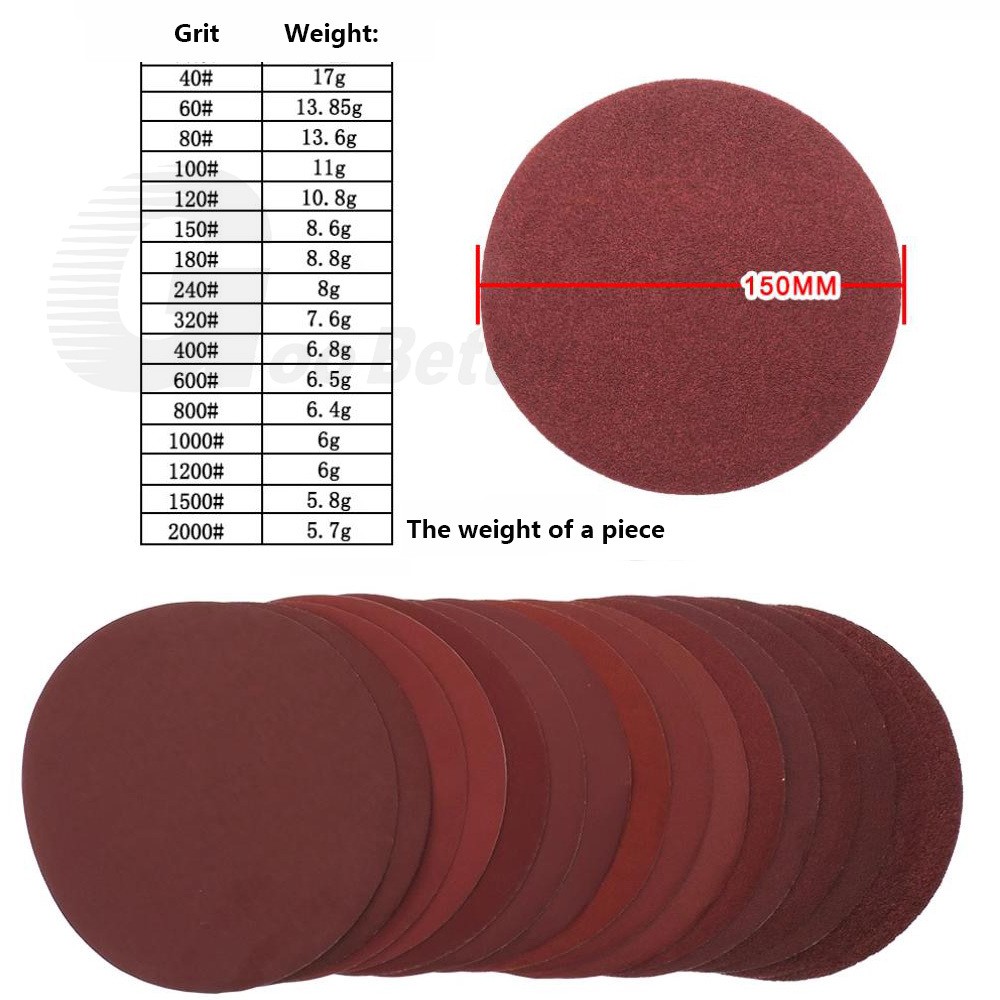 6 in Sanding Discs 150mm 40-2000 Grit Orbital Sander Sandpaper Hook & Loop Pads
