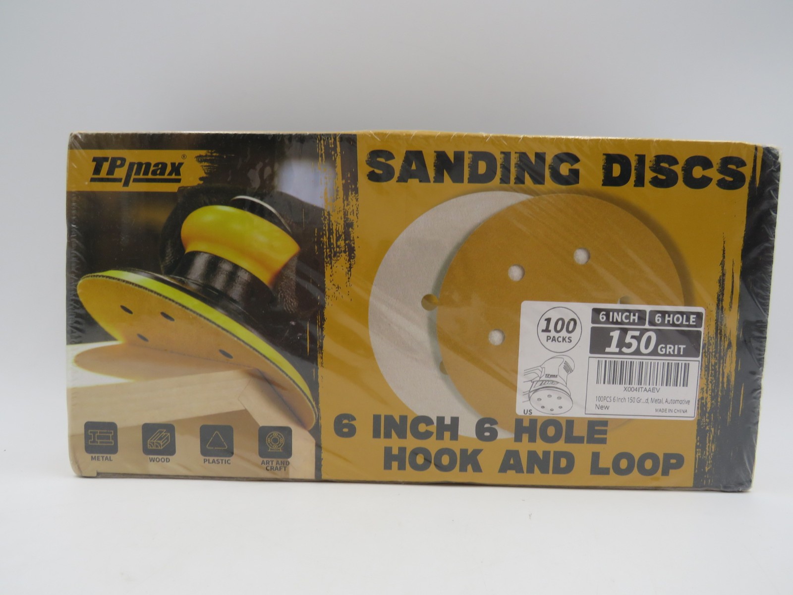 100PCS 6″ 150 Grit 150mm 6 Hole Sanding Discs Orbital Sander NEW SEALED