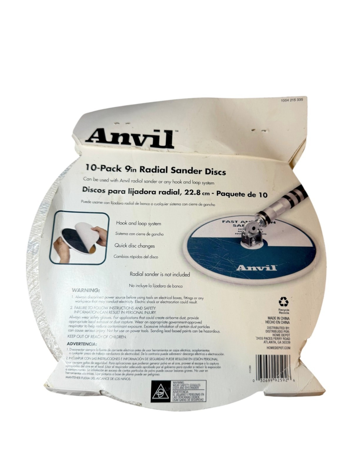 Anvil 9” Radial Sander Discs 80 Grit Hook & Loop 10 Pack Sandpaper