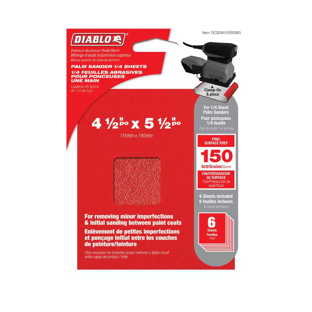 4-1/2 In. X 5-1/2 In. 150-Grit Palm Sander 1/4 Sanding Sheets