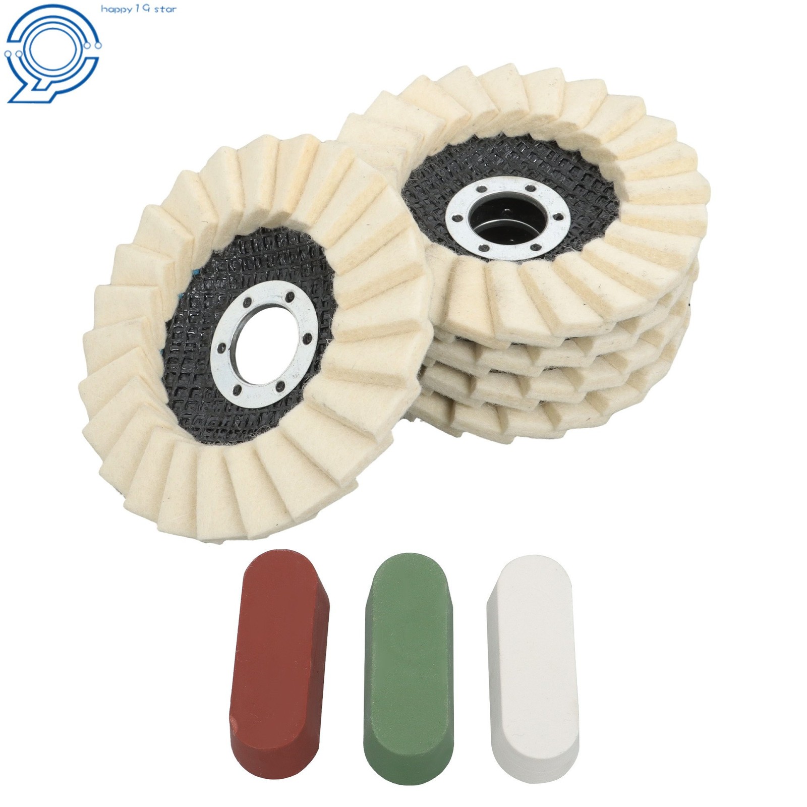 8 Pack Felt Flap Disc Abrasives Buffing Polishing Wheels and Polishing Compounds