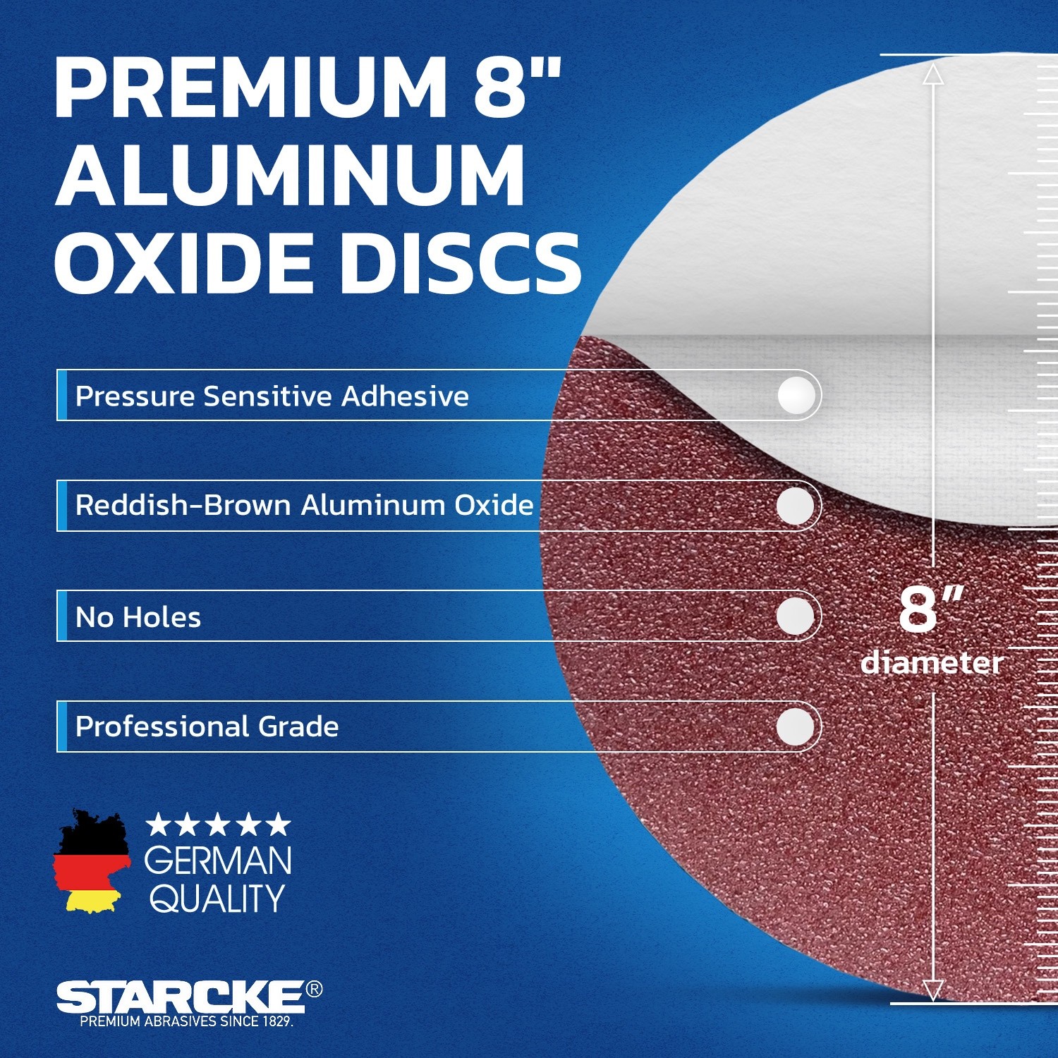 8 Inch Heavy Duty Adhesive Sticky Back Tabbed Sanding Discs (25 Pack, 80 Grit)