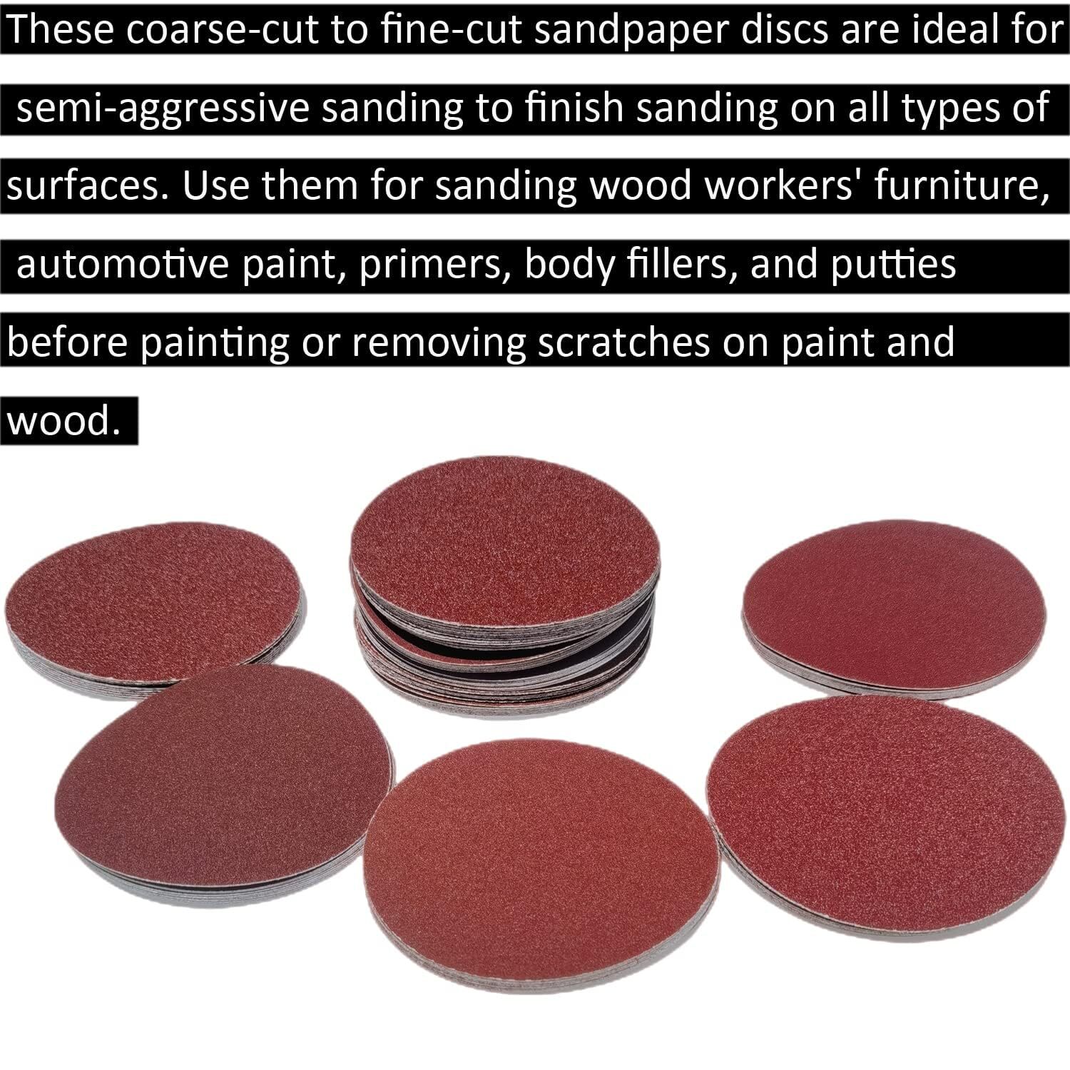 Sackorange 60 PCS 5″ PSA Sanding Discs-10 Each of 80, 100, 120, 5 inch, Brown