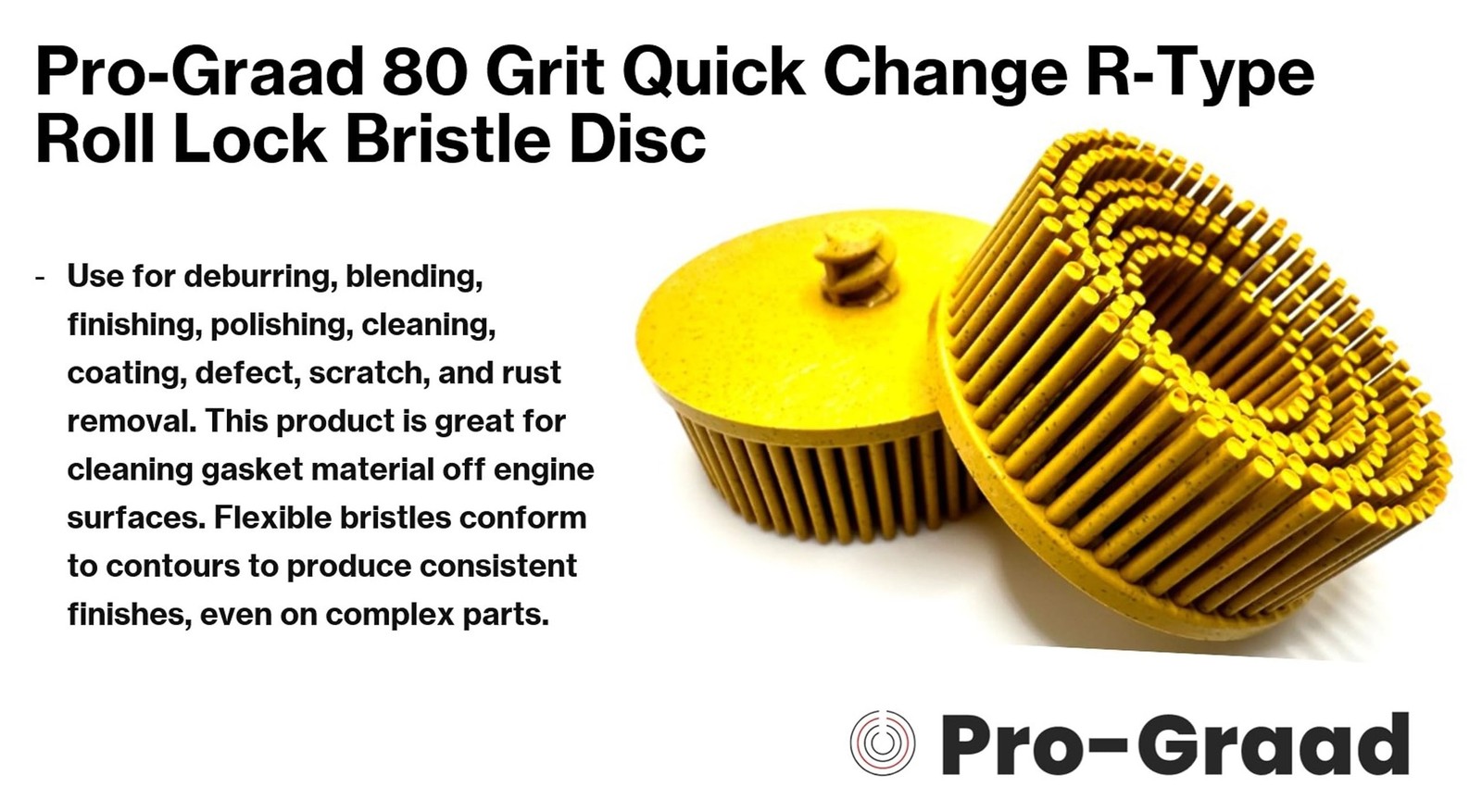 Pro-Graad 10 Pack 2″ 80 Grit Yellow R-Type Bristle Disc | Ceramic-Aluminum Ox…