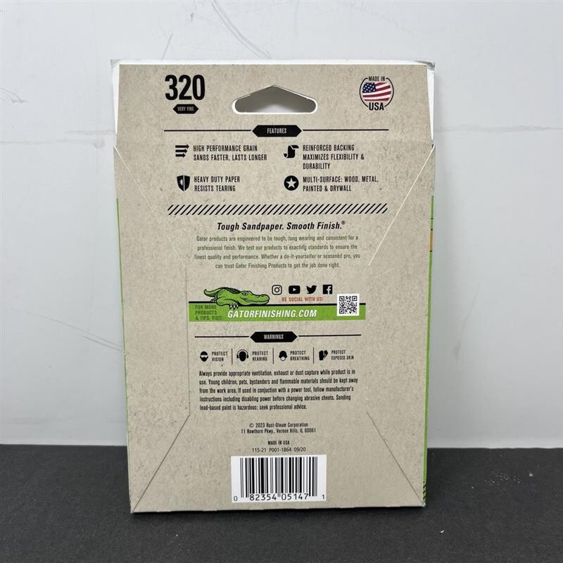 (3 PACK) Gator 1/4 Sheet Red Resin 320 Grit 25 Sheets Aluminum Oxide 5136