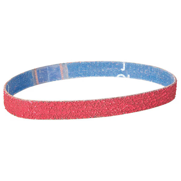 Sanding Belt, 1/2 in W, 18 in L, Coated, Ceramic, 60 Grit, Coarse, R981 SG, Red