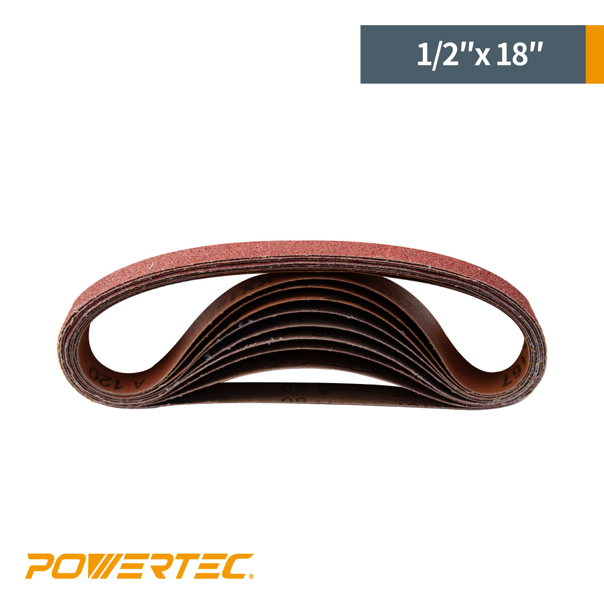 POWERTEC 1/2 x 18″ Sanding Belts 60 Grit 20PK Aluminum Oxide Sandpaper 401806