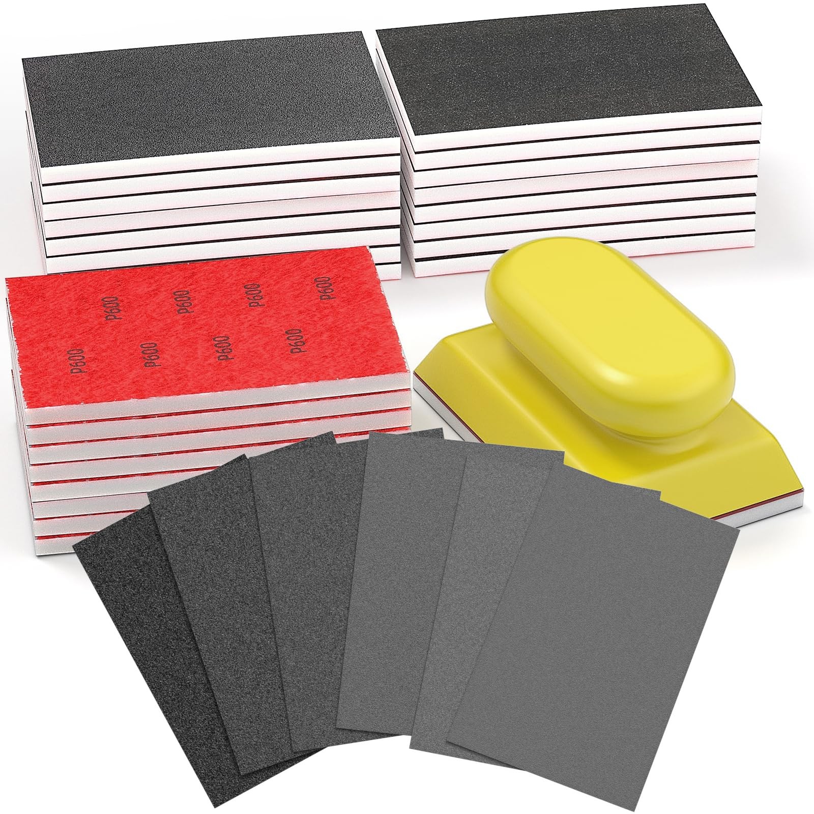 Sanding Sponge Set Reusable 3×4 Inch Wet Dry Foam Blocks Wood Furniture Metal