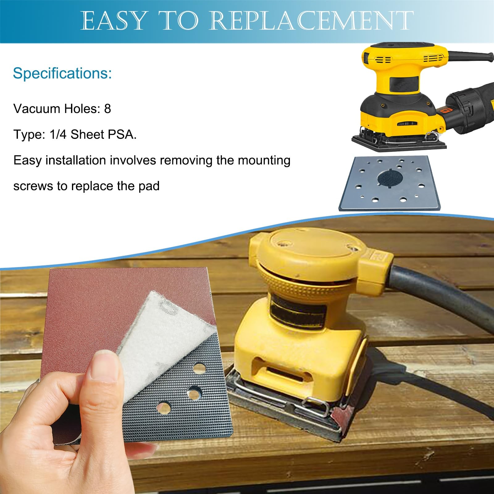2 Pack Upgrade Hook and Loop Replacement Sander Pad for DeWalt DW411 D26441 D…