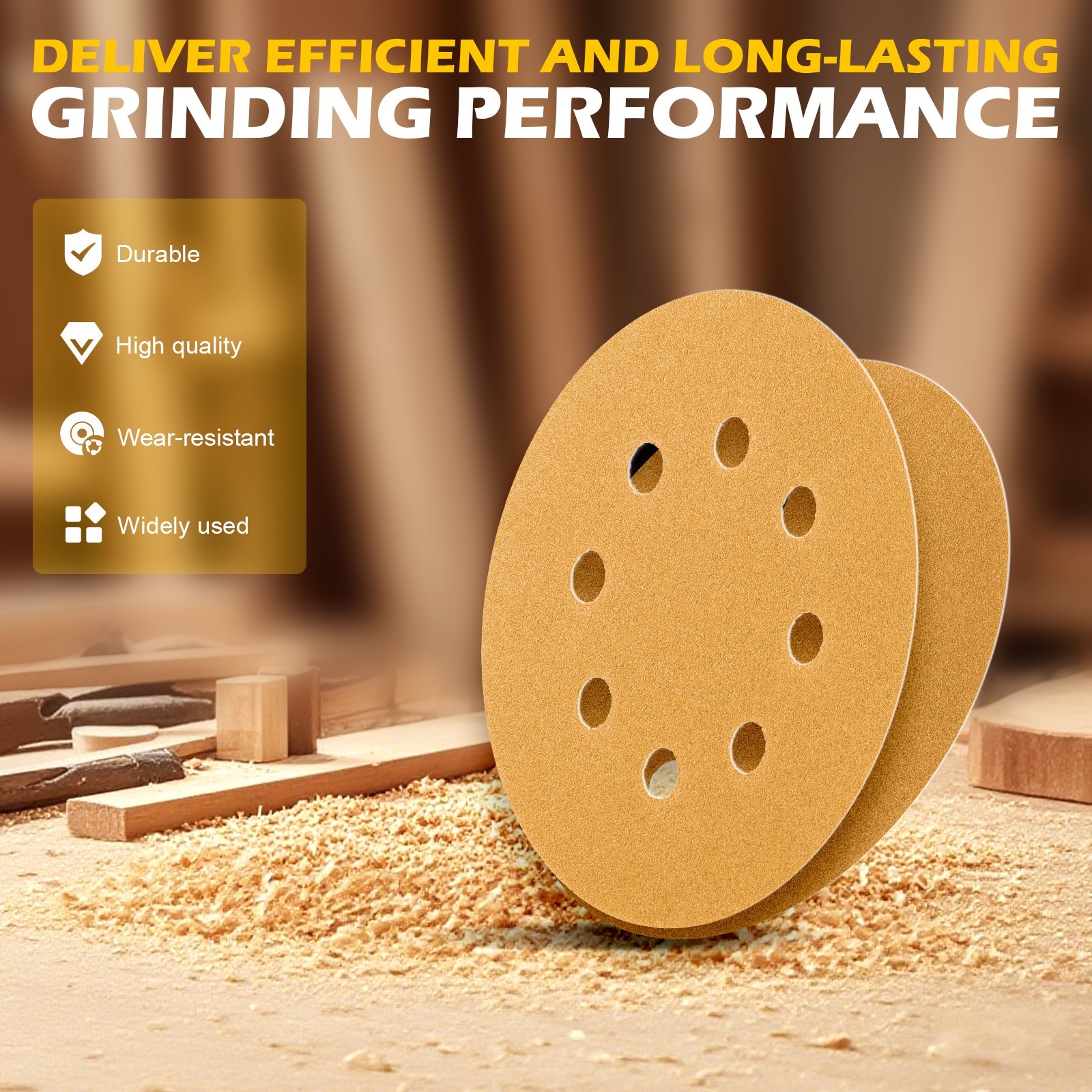 50Pc 5 inch Sanding Discs 8-Hole Hook Loop for Orbital Sander Paper 320 Grit Wet