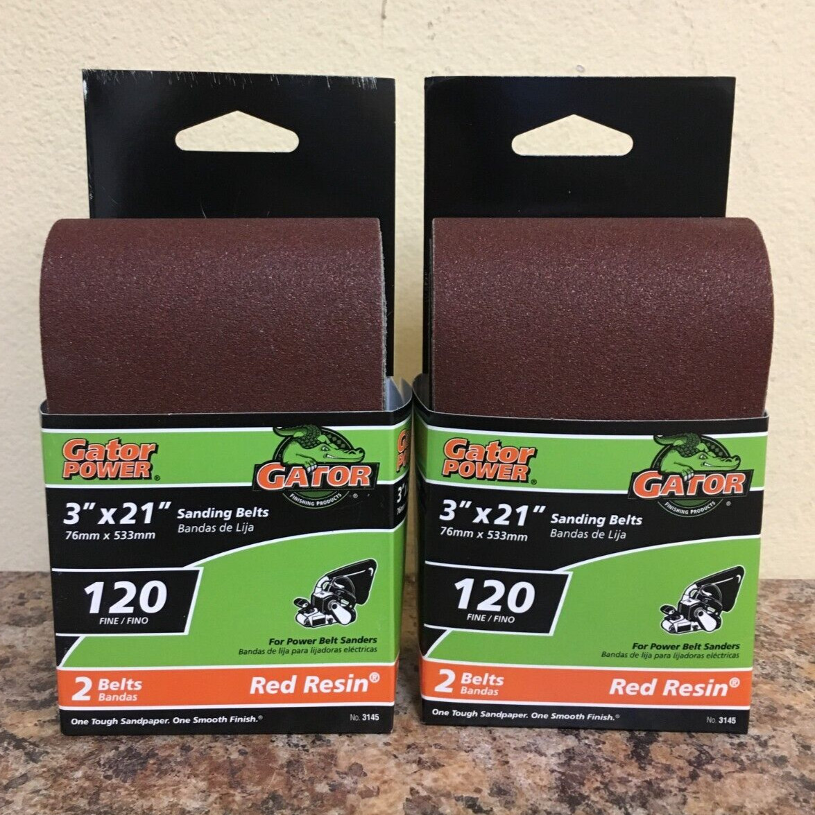 Gator 3145 3 in. X 21 in. Sanding Belts 120 Grit Fine 2 Pks of 2 Pcs.
