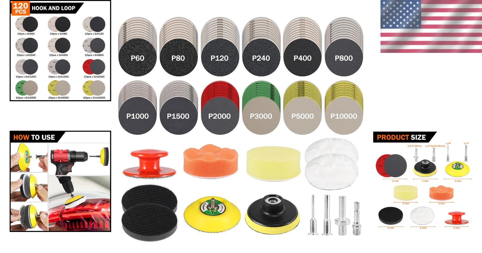 Sanding Disc Kit 133PCS Polishing Headlight Restoration Buffing Pads