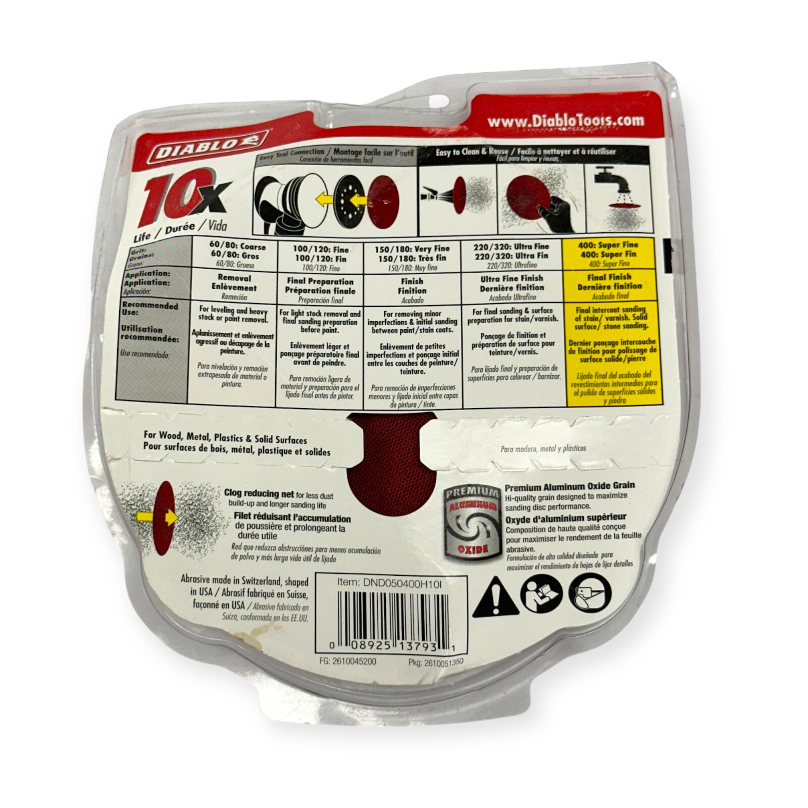 Diablo DND050400H10I, 5 in 400-Grit Micro Fine SandNet Discs with Connection Pad