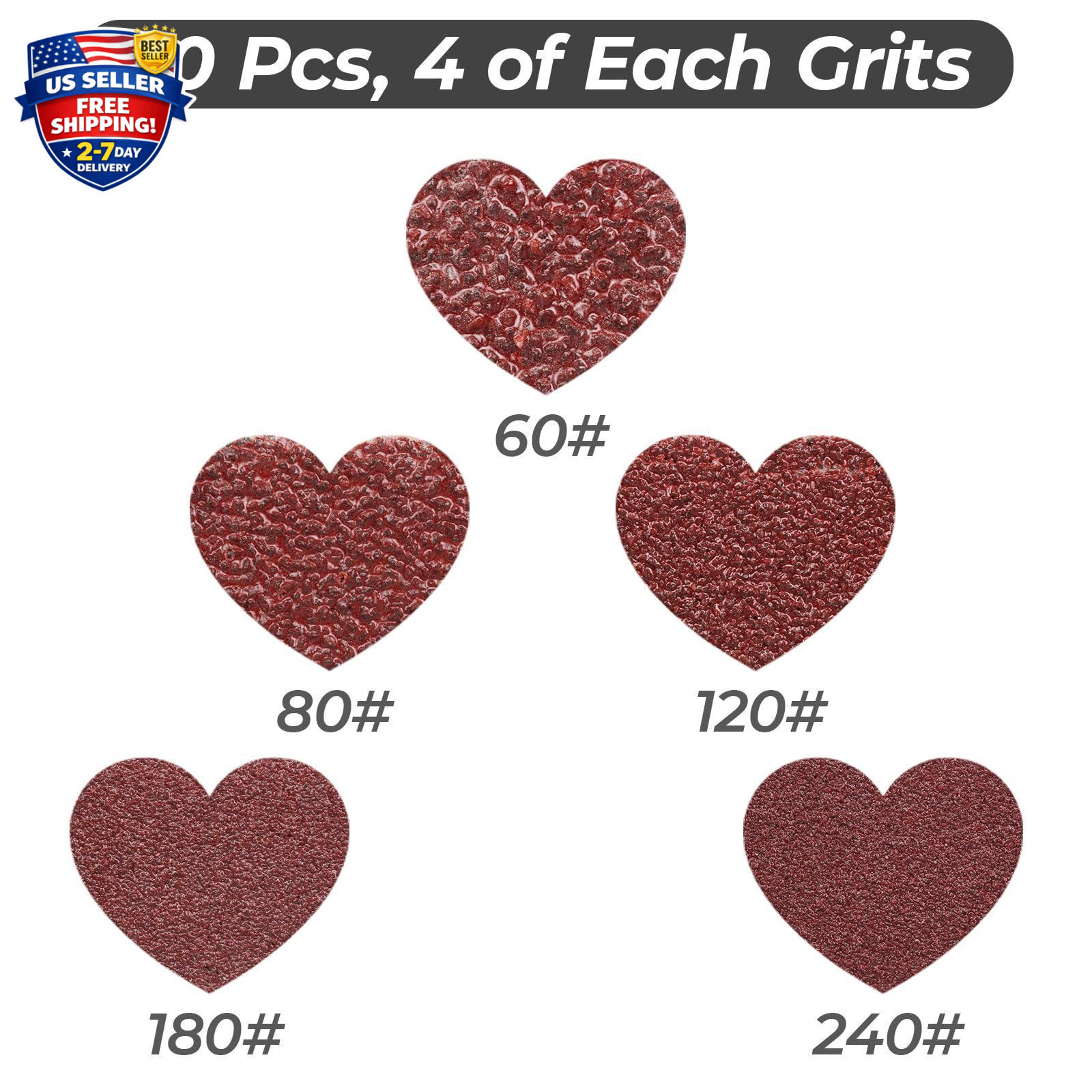 1/2 x 18 Inch Sanding Belts, 20 Pcs, 4 Each of 60/80/120/180/240 Dark Red