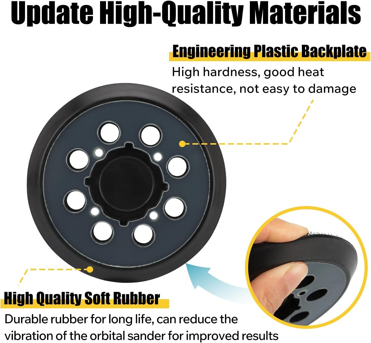 Sander Replacement Pad, 2 Pack, 5″, 8 Hole, 4 Screw Holes